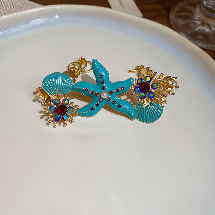 Seaside Vacation Style Pearl Starfish Shell Women's Bracelets New Inlaid Rhinestone Bracelet High-end Luxury Designer Zircon