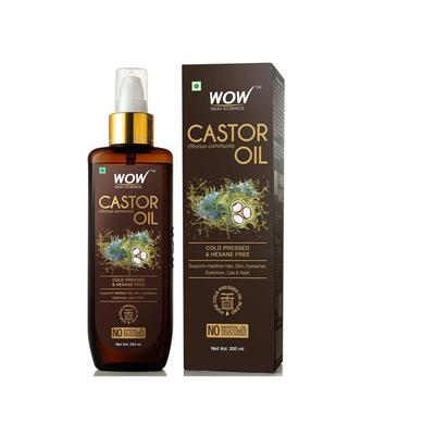 Wow Skin Science 100% Pure Castor Oil - Cold Pressed - For Stronger Hair, Skin & Nails - No Mineral Oil & Silicones, 200 Ml