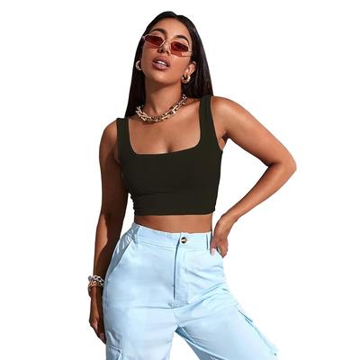 Sugathari Womens & Girls Solid Ribbed Boat Neck Sleeveless Crop Tops for Women (Top )
