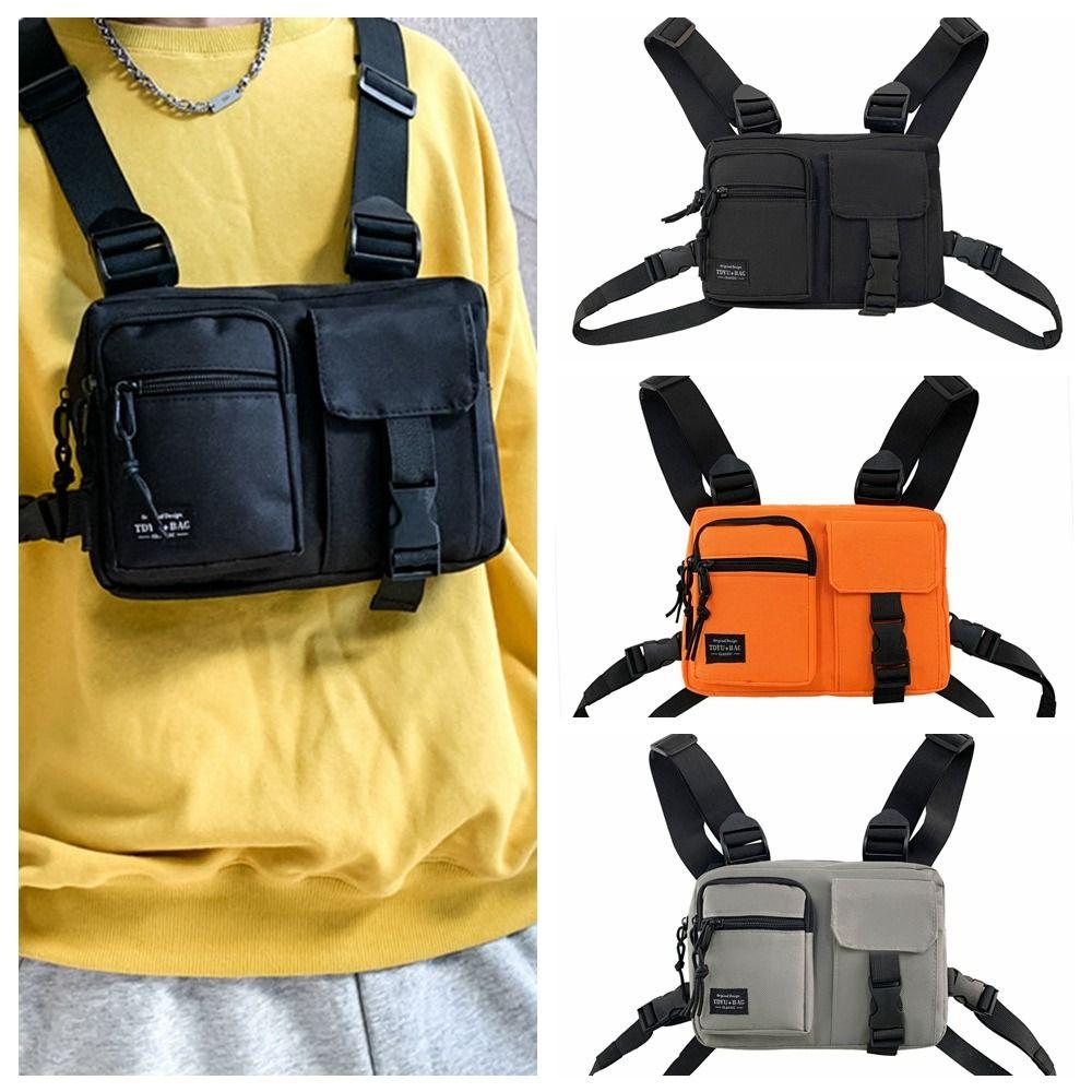 Large Capacity Double Shoulder Chest Bag Zipper Message Crossbody Pouch Men' S Vest Bag Daily