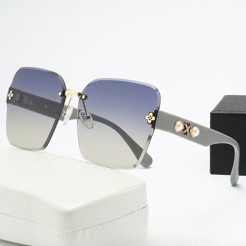 Neue randlose, mit Perlen verzierte, hochwertige Luxus-Sonnenbrille für Damen, Tik Tok Tide Online-Sonnenbrille für Prominente.