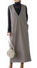 LIUZHONGQIN Women's Long Dress, Jumper Skirt, Overall Skirt, Double-Neck, Available In 5 Stylish Solid Colors (Duck Gray, Size M)