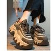 Sneakers Women Casual White Shoes 8CM Fashion Height Increasing Thick Bottom Spring Platform Leather Woman Chunky Sneakers