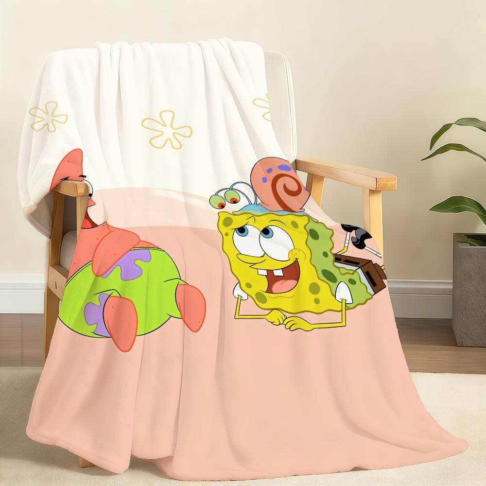 

S-sponge-Bob-b cartoon Pants-s Blanket Throw Super Cosy Plush Living Room Sofa Couch Childish Birthday Gifts S-square- cute 75cmx90cm