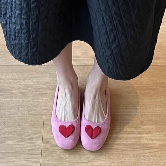 Sheep Anti-Velvet Surface Daily Commute Age Reduction One Pedal Shallow Mouth Pink Single Shoes Round Head Flat Bottom Love Grandma Shoes Casual