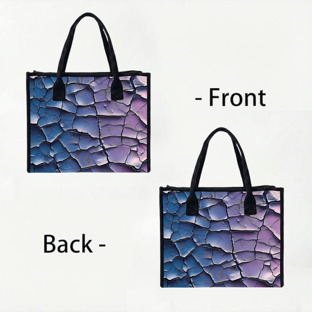 Gradient Crack Print Tote Bag Casual Large Capacity Fashion Handbag for Daily Use