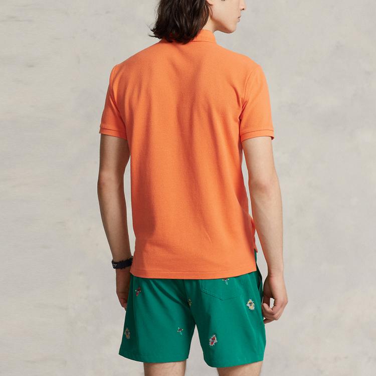 Polo Ralph Lauren SS23 Solid Color Short Sleeve Polo Shirt Men Tops Orange MNPOKNI1N822250-820