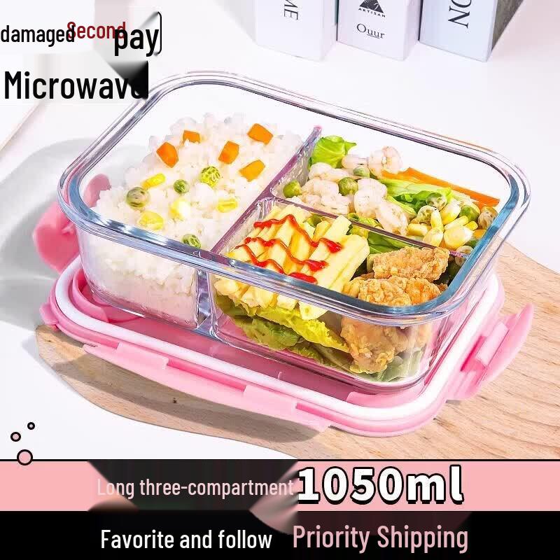 Qiwai Glass Microwave-Safe Divided Lunch Box