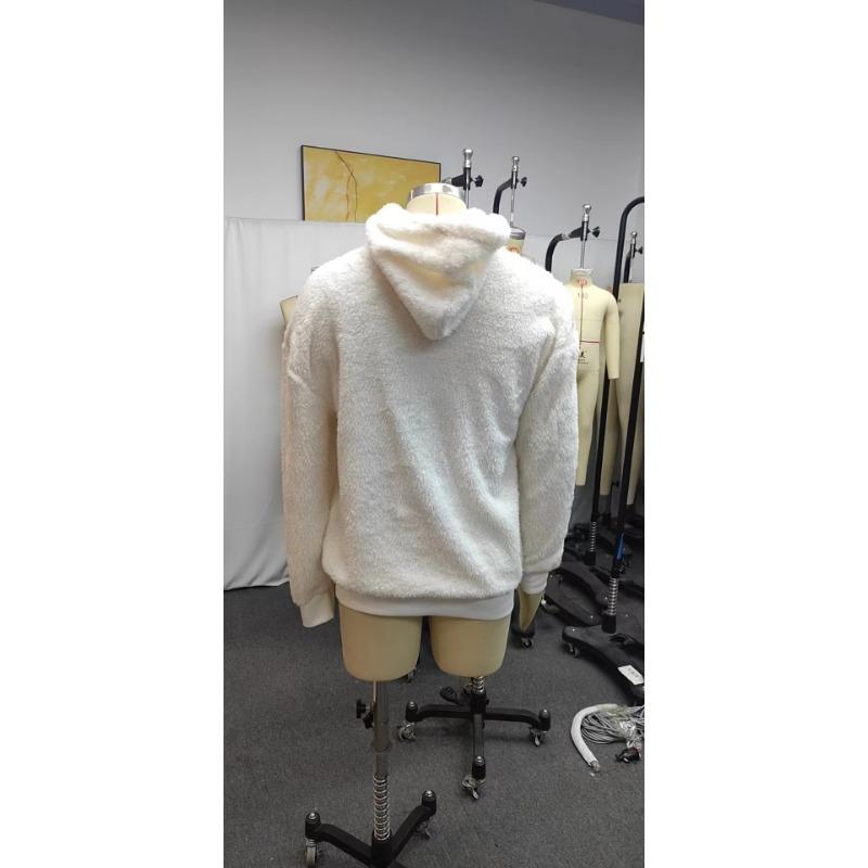 Autumn and Winter Smiley Face Embroidered Arctic Velvet Hooded Sweatshirt Ready-made Sweatshirt