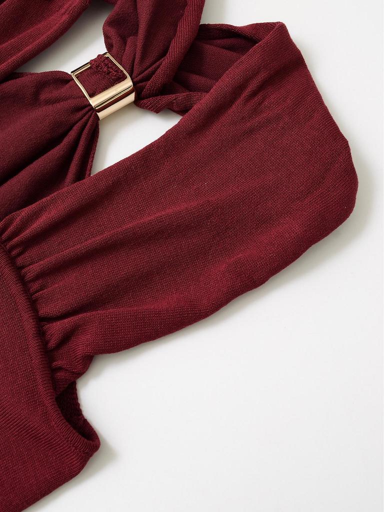 European & American Women's Fashion 2025: Versatile Gold-Tone Embellished Halter Neck Knitted Top