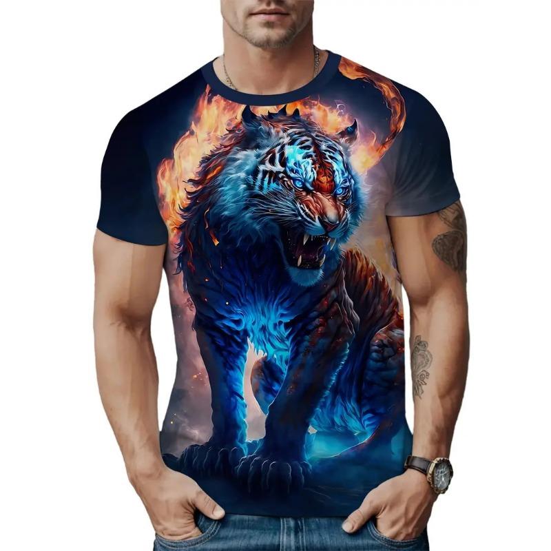 Summer fashion men's printed T-shirt sports casual men's popular short sleeved top