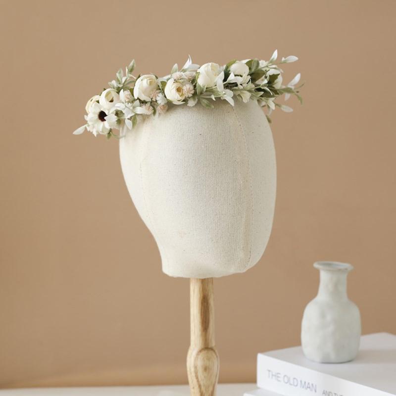 Vintage Artificial Wreath Boho Adjustable Hair Band Simulation Floral Garland Wedding Bridal Flower