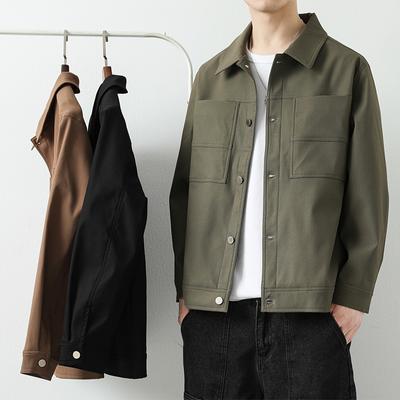 Autumn and Winter New Silhouette Work Jacket Men's Casual Lapel Spring and Autumn Versatile Twill Men's Jacket