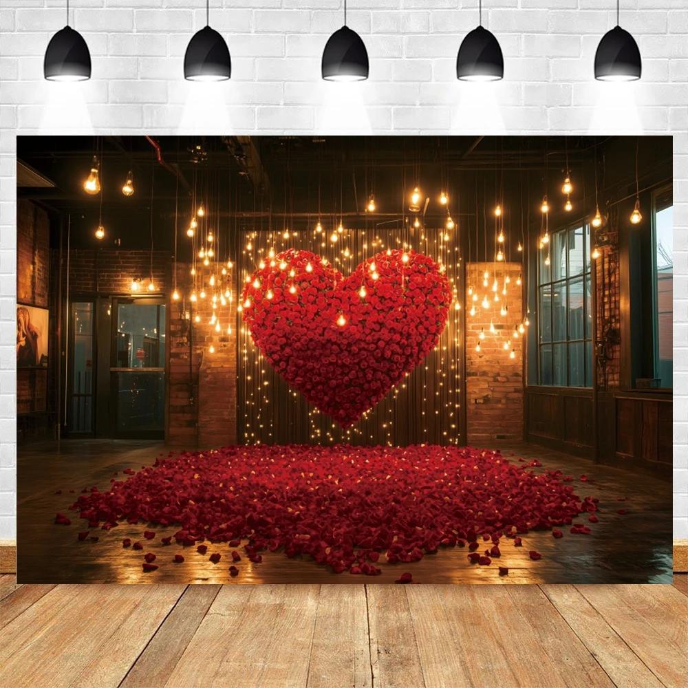 Romantic Valentine's Day Red Rose Love Candle Photography Banner Background, Indoor Scene Couple Photo Shooting Studio Backdrop