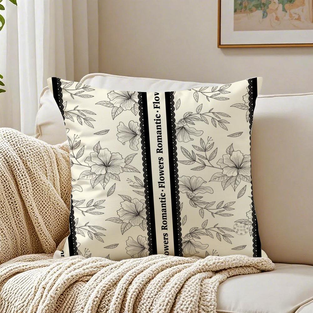 Beautiful Retro Flowers Cushion Cover Linen Pillowcase Soft for Sofa Bed Home Room Decor