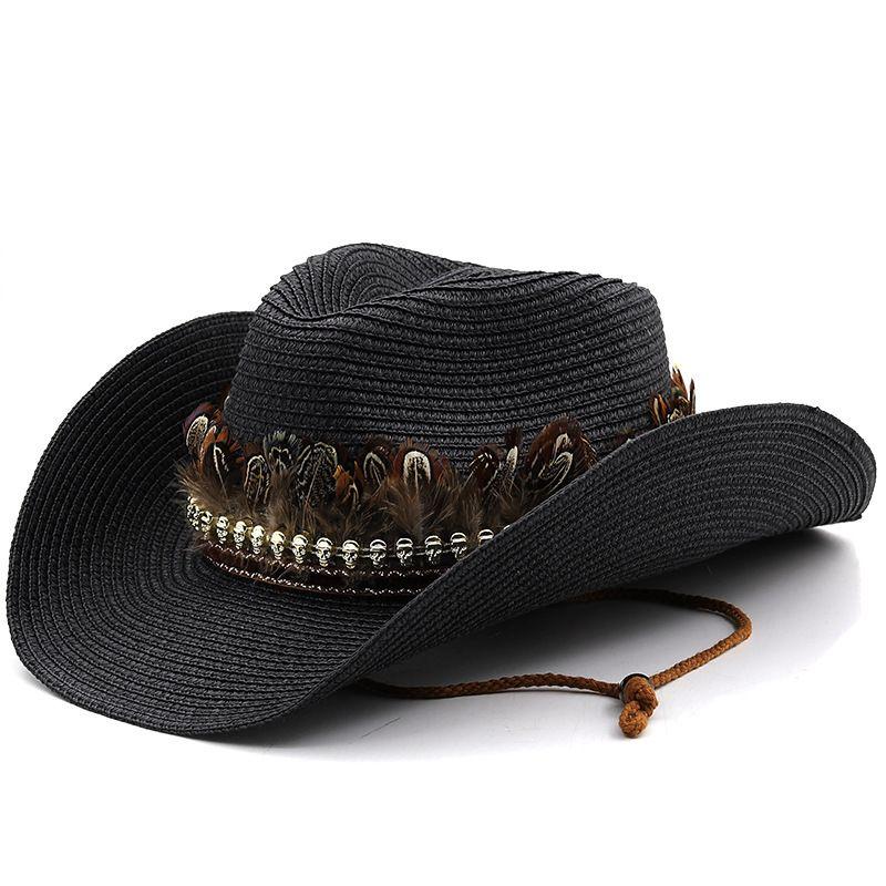 Spring summer new ethnic western cowboy straw hat Tibetan style American outdoor fashion unisex breathable sun protection hat