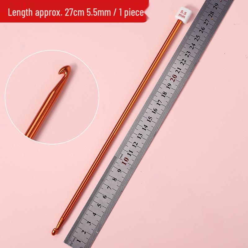 Afghan Crochet Needle Set: Long Handmade Aluminum Hooks & Colored Yarn for DIY Knitting Projects