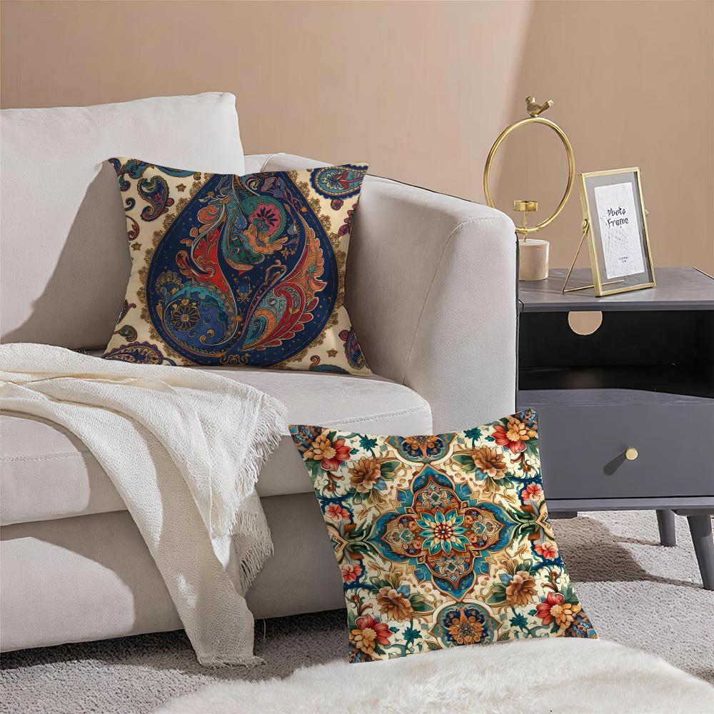 Exotic Gorgeous Exquisite Persian Art Cushion Cover Throw Pillow Cover Hidden Button Durable Polyester Chair Cushion