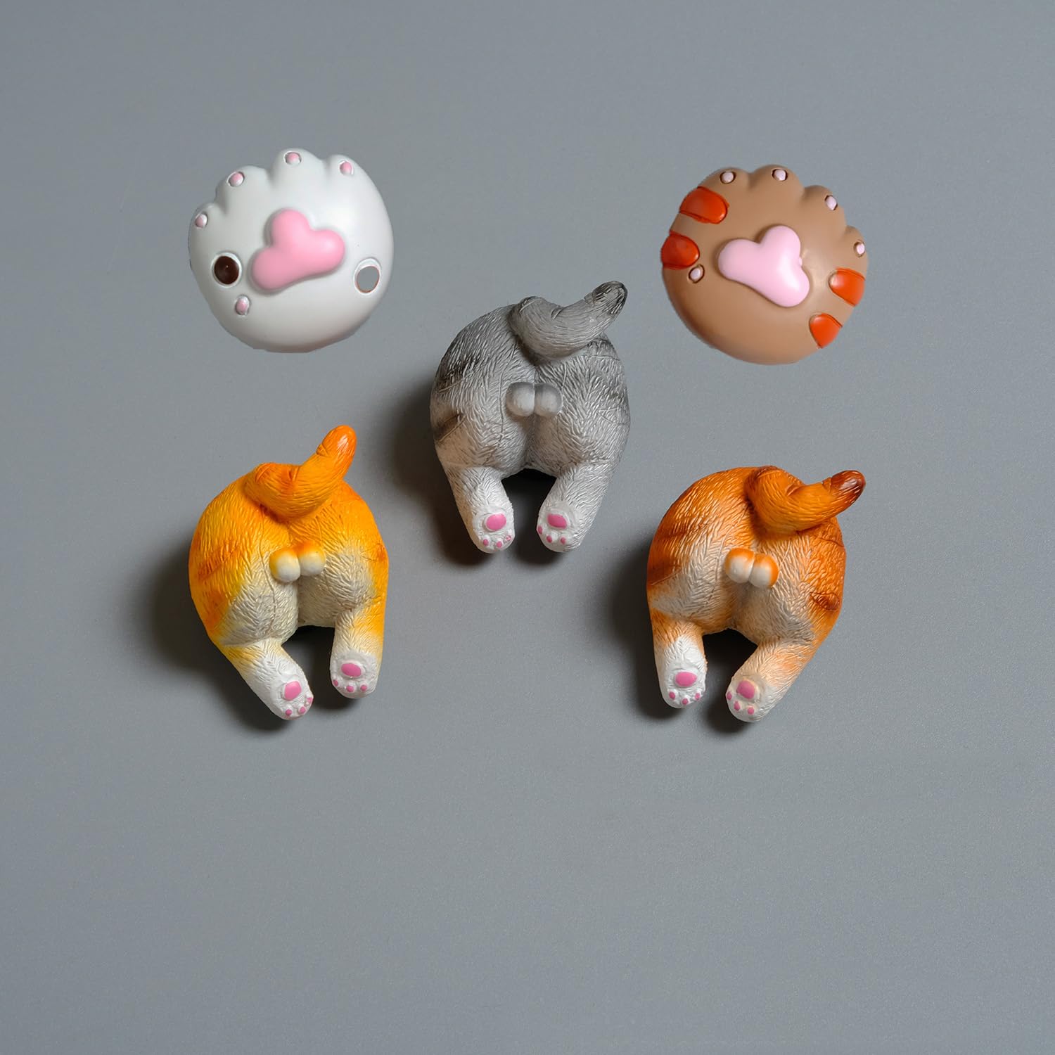 

Ponko Cute Cat Butt Refrigerator Magnet Strong Magnetic Decorative 3D Resin Perfect for Day Gifts and Kitchen Decorations 5-Piece Set, Magnets,