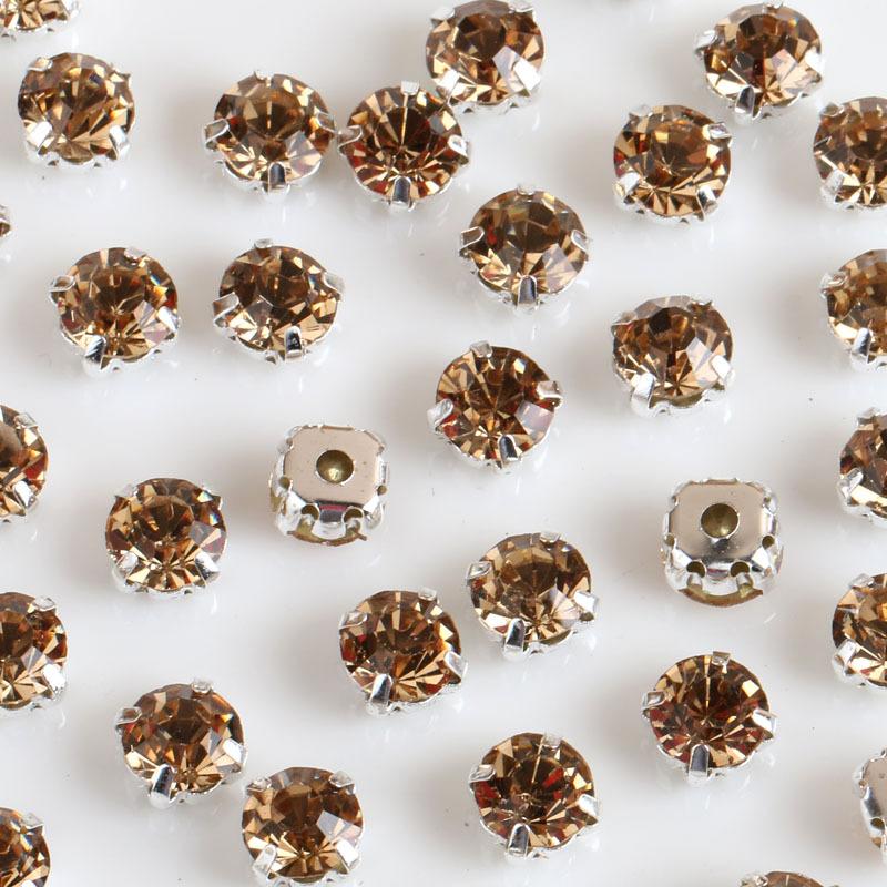 1440pcs Glass Flatback Round Rhinestones with Nickel-Free Metal Base Eco-Friendly Sew-On Stones for Shoes Garments Bags & Hats