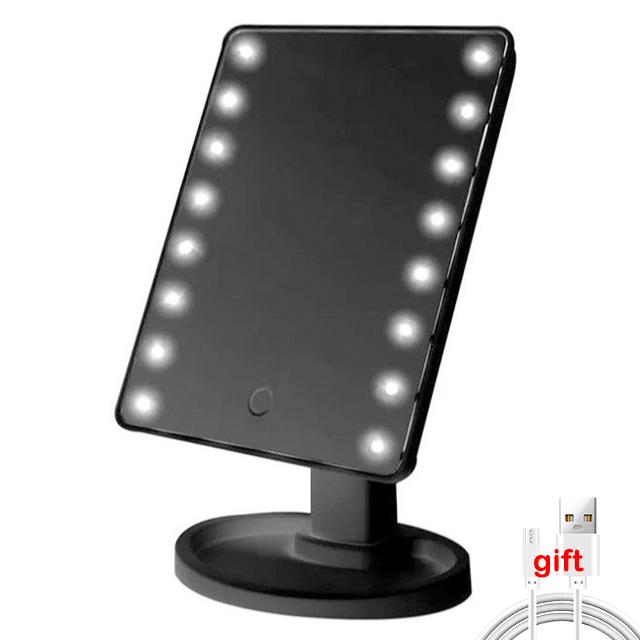 

Складное зеркало для макияжа со светодиодной подсветкой, 3 тона подсветки, настольное косметическое зеркало, 2X/3X увеличение на 360°, регулируемое, перезаряжаемое