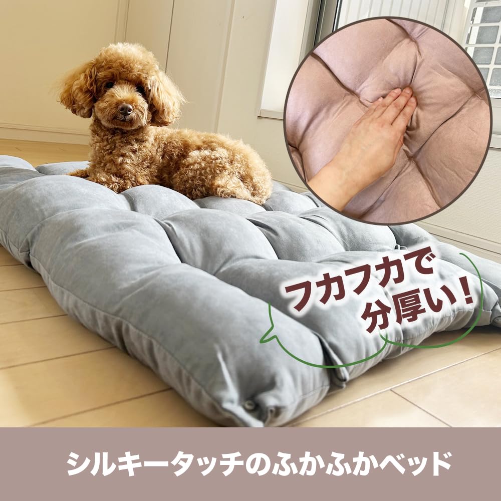AiS to you Dog and Cat Medium Large Includes Futon and Fluffy Bed, (approx. 80cm), (approx. 90cm), Cushion, 3-Way Washable, (Large, Gray)