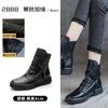 2025 autumn and winter new velvet British style retro short boots fashionable round head women's large size versatile flat bottom Martin boots women