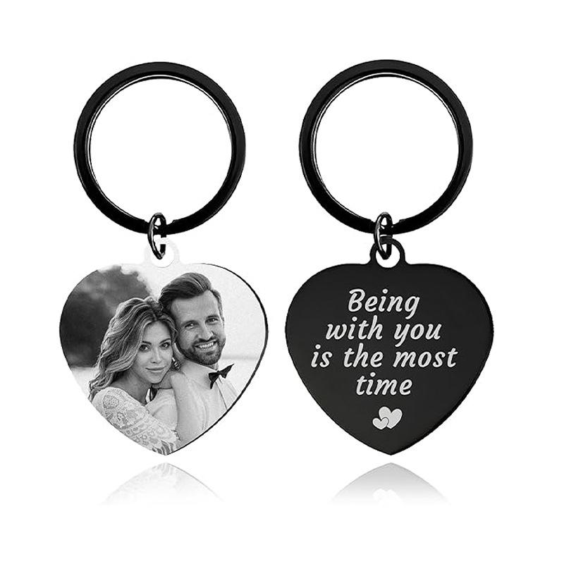 Customizable Stainless Steel Anime Character Dog Tag Keychain - Laser Engraved Portrait Festival Gift