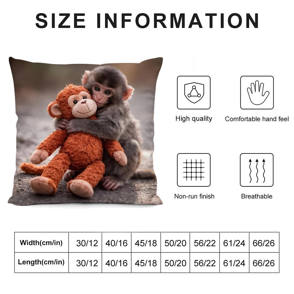 Punch Monkey Cute Cushion Cover Pillowcase Ultra Soft Skin Friendly Fabric Cloud Like Comfort & Concealed Zipper