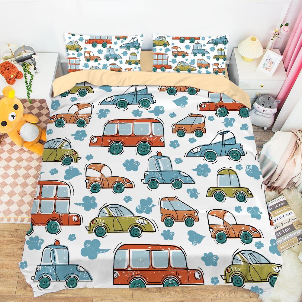 Construction Vehicles Boys Excavator Duvet Cover Truck Excavator Bedding Set For Teens Child Old Retro Car Theme Room Decor