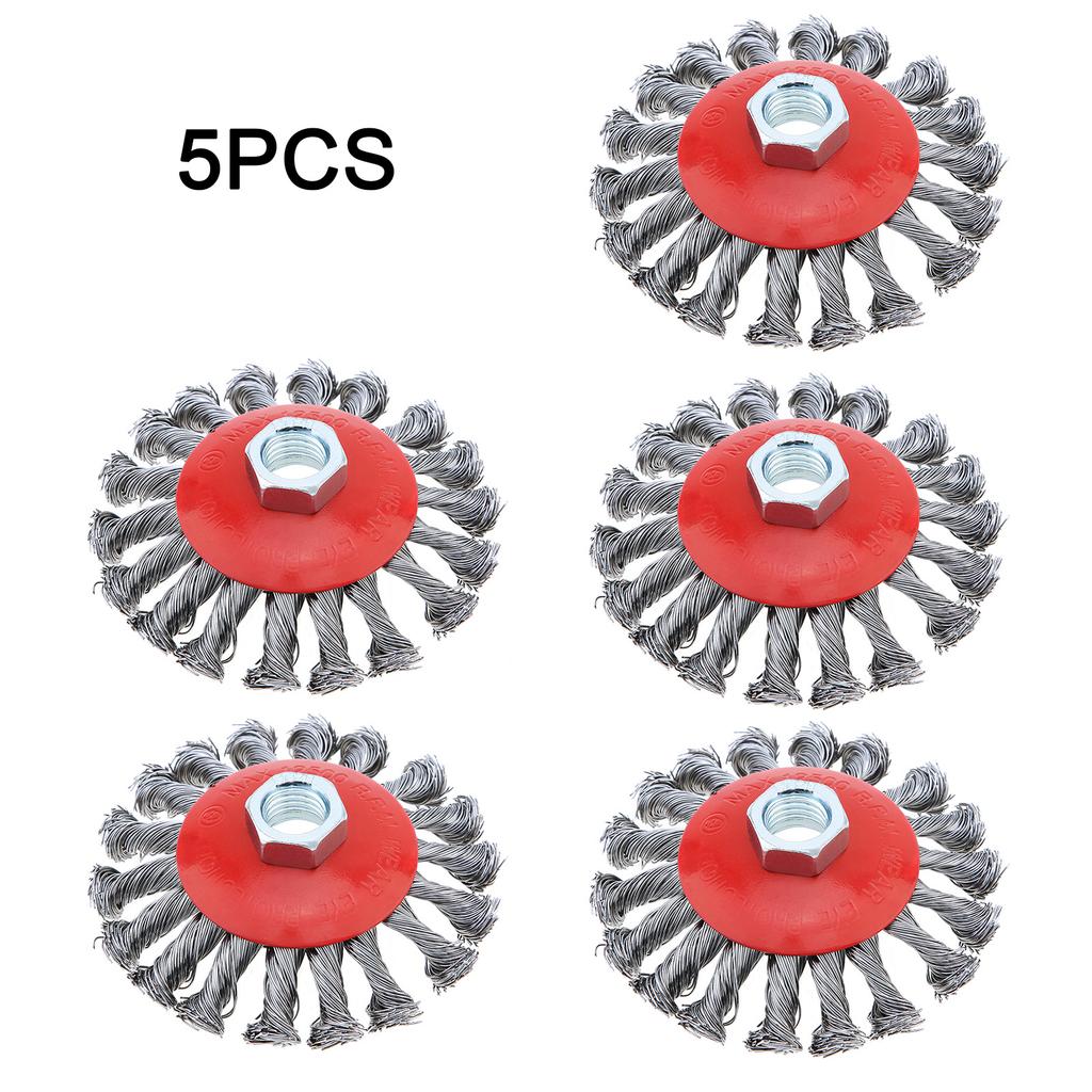 4PCS/6PCS Wire Brush Wheel Cup Brush Set Carbon Steel Wire Brushes for 5/8" 11UNC Angle Grinder Knot Deburring Remove Rust Met