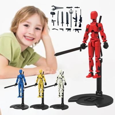1 Set 3D Printed Robot Action Figure with Base Accessories Multi-jointed Movable Robot Model Articulated Dummy Figurine Desktop Decoration