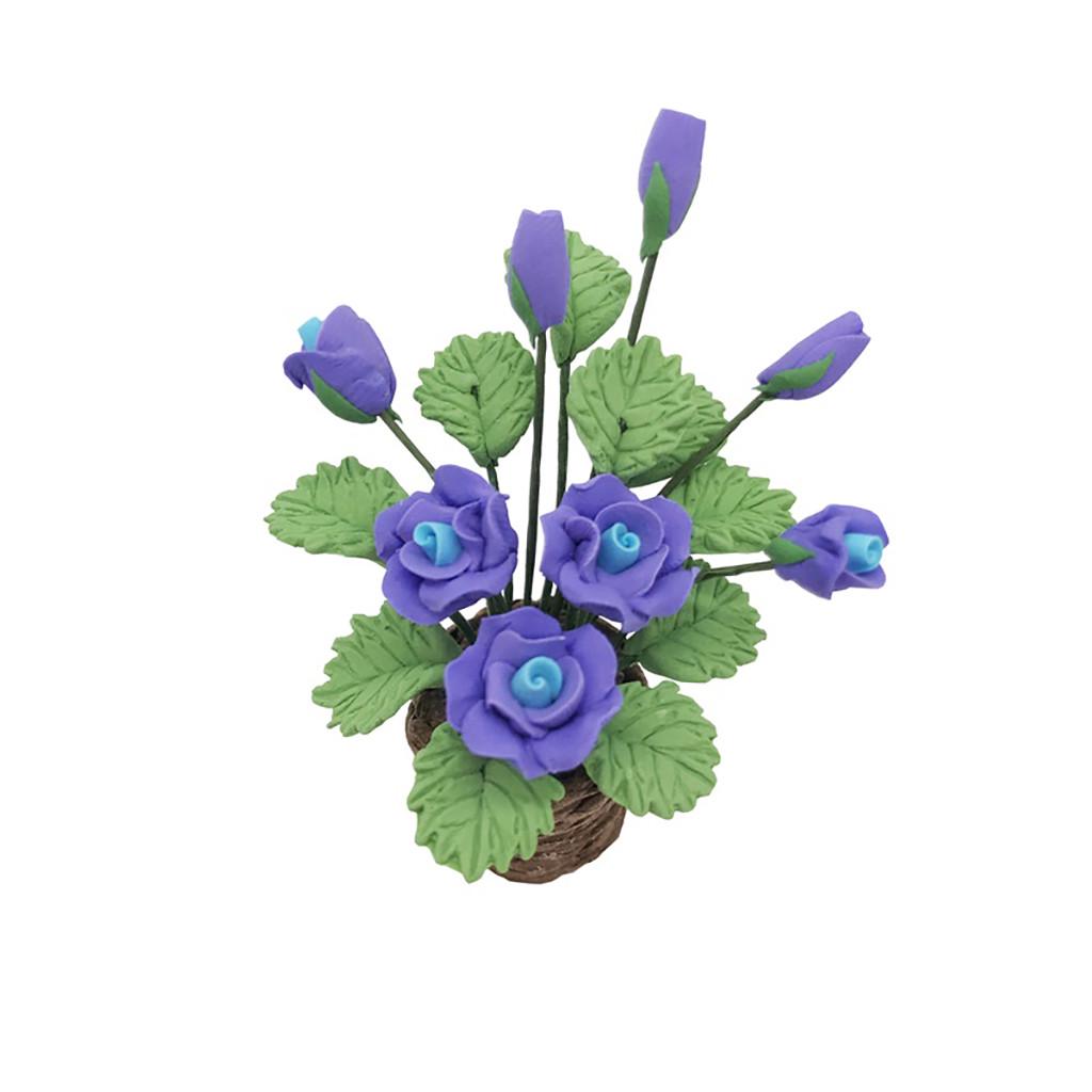 Artificial 1/12 Dollhouse Miniature Fake Green Plant Flower In Pot  Garden 