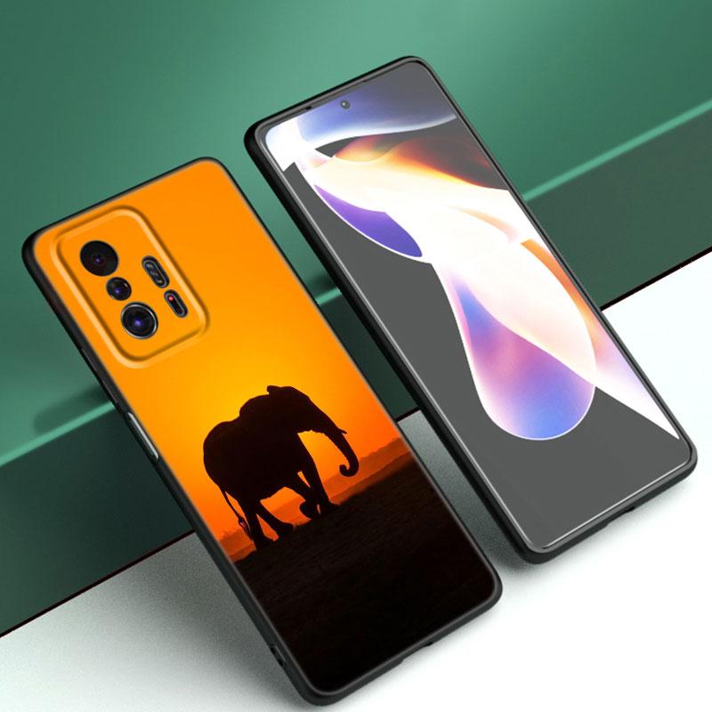 Animal Elephant Black Silicone Phone Case For Xiaomi Mi 9 SE 8 10T 11 12 13 Lite 9T 11T 12S 12T 13T 14 Pro 5G NE 11i 12X
