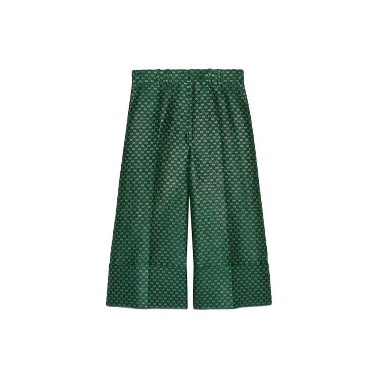 GUCCI Knitted Sweatpants Women's Green Moderate Straight Fit Pants 652118-ZAGLX-3091