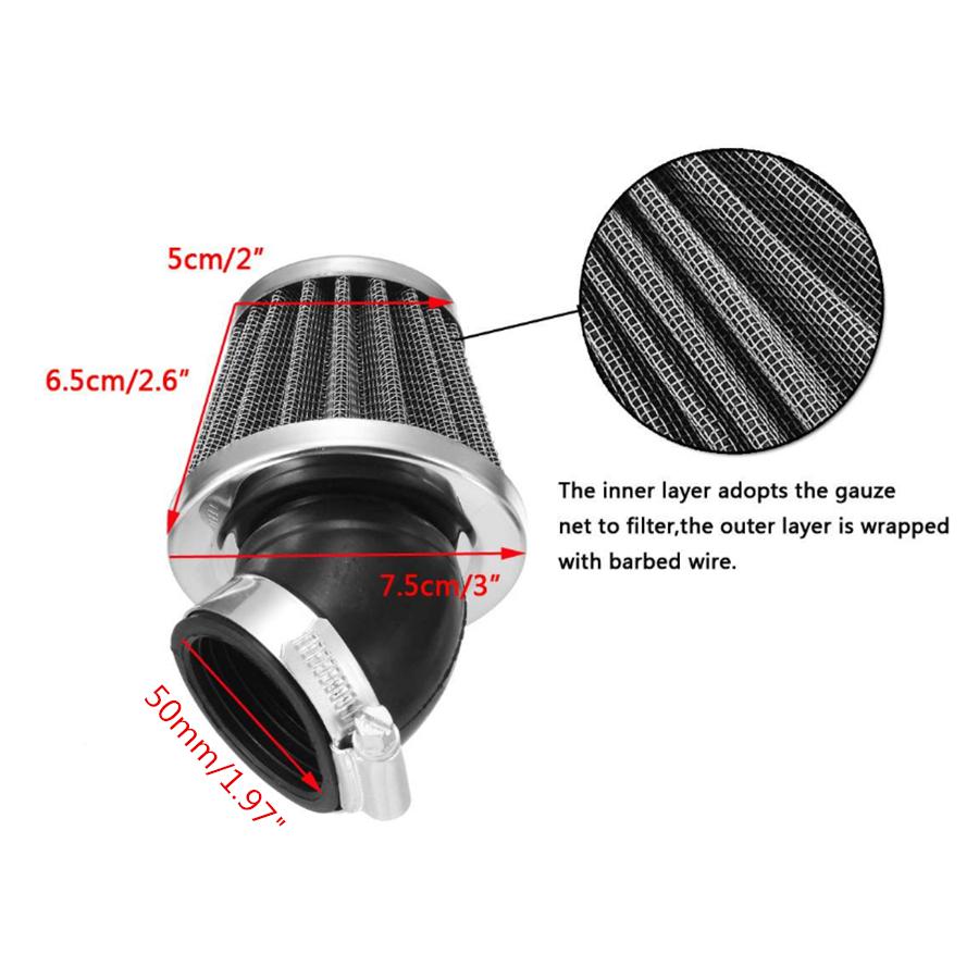 4x 50mm Air Filter Pod 45 Degree Bend Inlet For Motorcycle Scooter ATV Dirt Bike