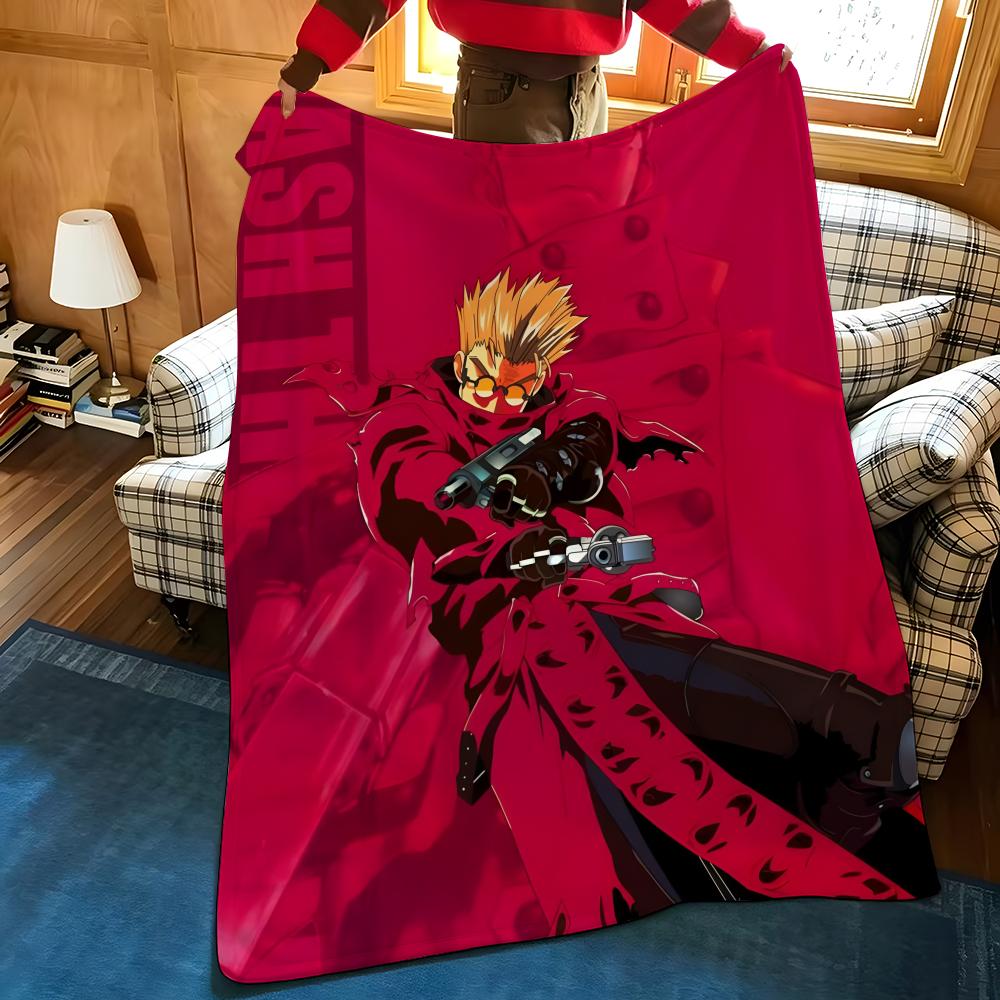Anime T-Trigun Throw Flannel Blanket Suitable for Sofas Beds Offices Travel, Camping Chairs