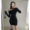 Knitted dress women's autumn and winter with coat hip skirt inner temperament slim-fitting sexy off-the-shoulder long-sleeved bottoming skirt