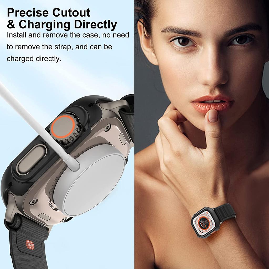 Glass+Case For Apple Watch Ultra 49mm Smartwatch PC Bumper+Screen Protector Tempered Cover Iwatch Series Ultra 2 3 Accessories