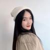 Roll-up String Knit Beanie (Ivory)