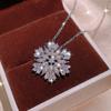 New Style  Silver Women's Jewelry Set AAAA Zircon Flower Shape Shiny Earrings Necklace Ring Bridal Set