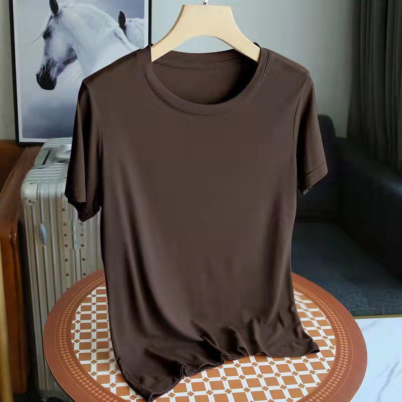 Women's Short-sleeved Modal Short-sleeved Loose T-shirt Solid Color Tops Round Neck Thin Section Bottoming Shirt