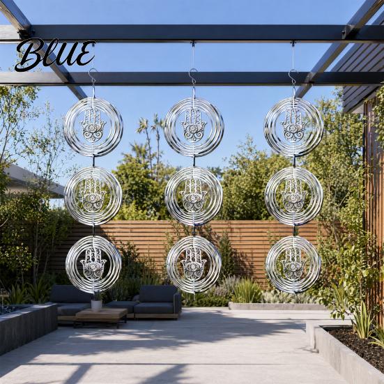 Rotating Garden Sculpture Hand Devil Wind for Spinner Bird Deterrent Outside Hamsa Eye 3D Spinner Stainless Steel Reflective Scare