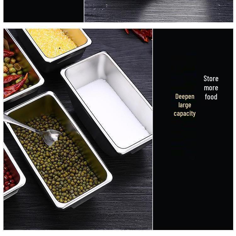 Stainless Steel Spice & Seasoning Box with Lid for Kitchen or Restaurant Use