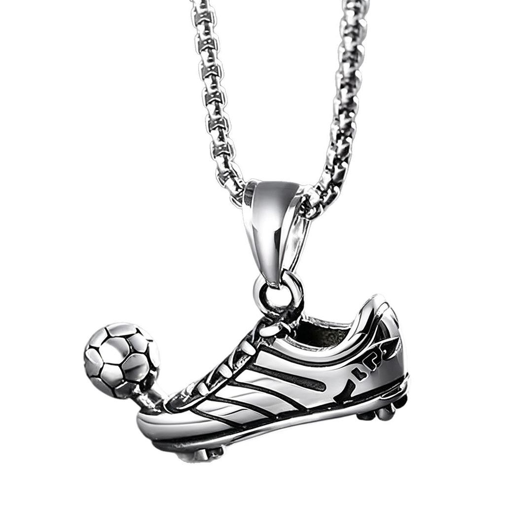 New Titanium Steel Necklace Football Shoe Jewelry Men's Pendant Street Sports Style Trendy Jewelry