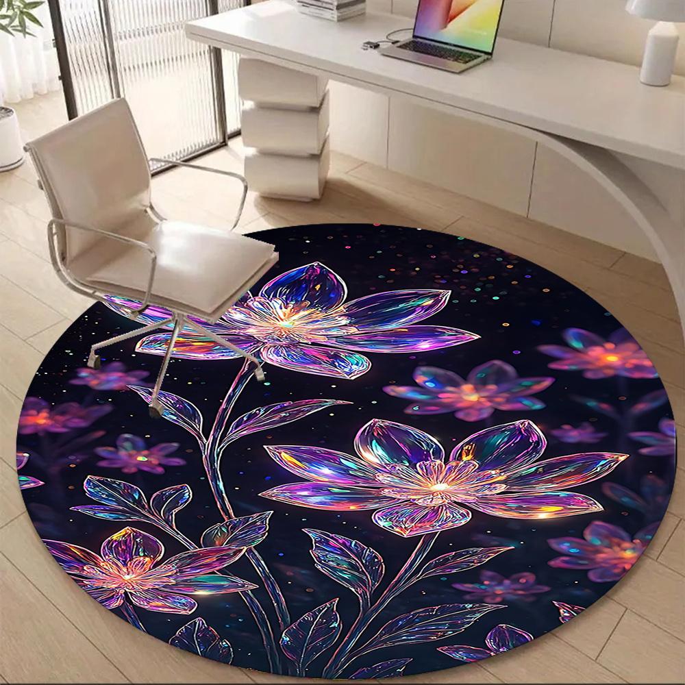 1pc Floral Fantasy Office Round Area Rug, Indoor Mat Suitable ForOffice, Under Office Chairs Bedroom Living Room Home Decor, Room Decot127