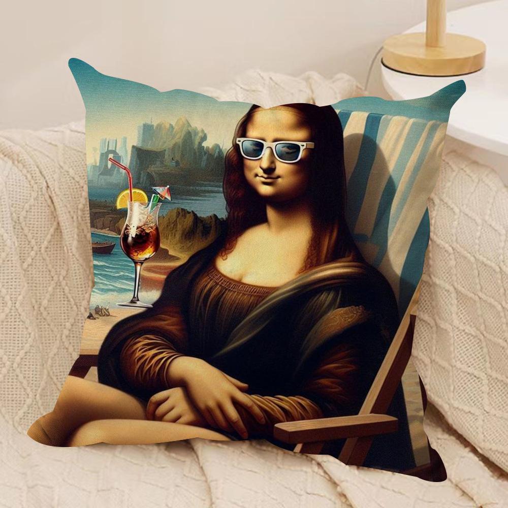 

Funny Mona Lisa Cushion Cover Soft Plush DoubleSided Printed Sofa Pillow Cushion Cover Cozy AllSeason Durable Decor Gift 30x30cm