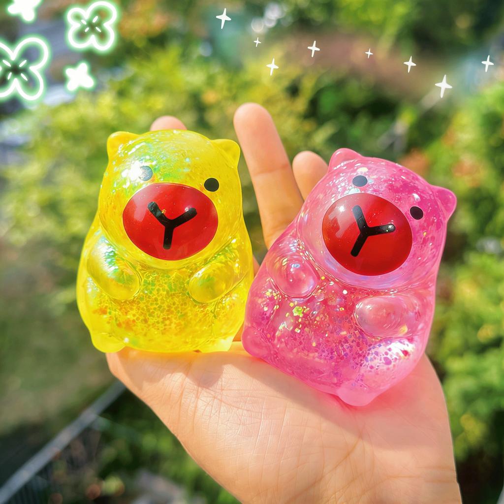 Glitter Capybara Squishy Fidget Toy Soft Maltose Squeeze Stress Ball Sensory Toy For Home Decor Office Anxiety Relief Adhd Gift