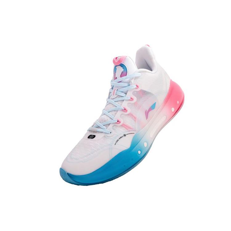 Li Ning YuShuai 14 Basketball Shoes Unisex Low Top White/Blue/Pink ABAR123-1