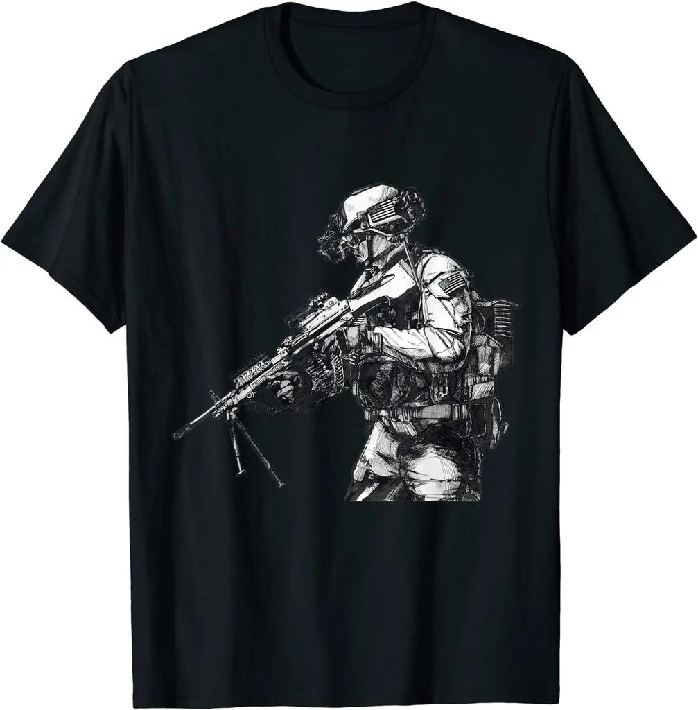 Ranger Night Vision Hand Drawing Army Soldier T-Shirt. Summer Cotton Short Sleeve O-Neck Mens T